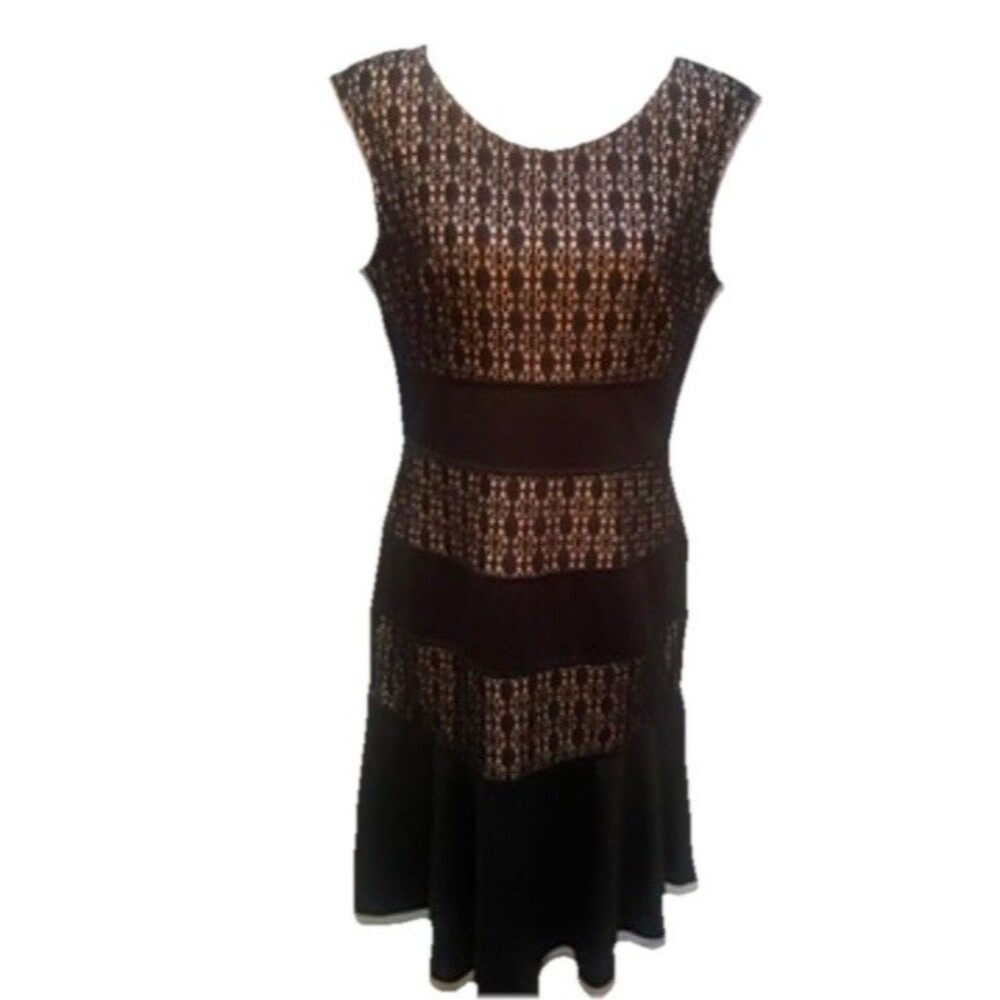 Maggy London Dress 10 Black Lace Fit Flare Dark Academic Whimsigoth Romantic